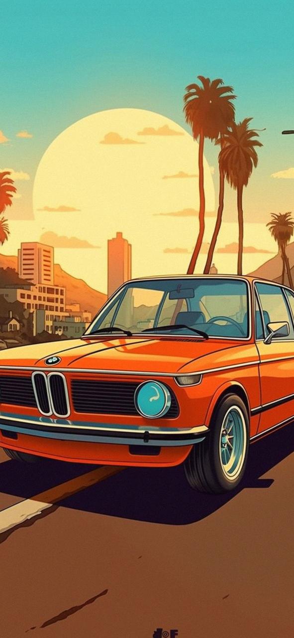 Download Orange Bmw 2002tii Sunset