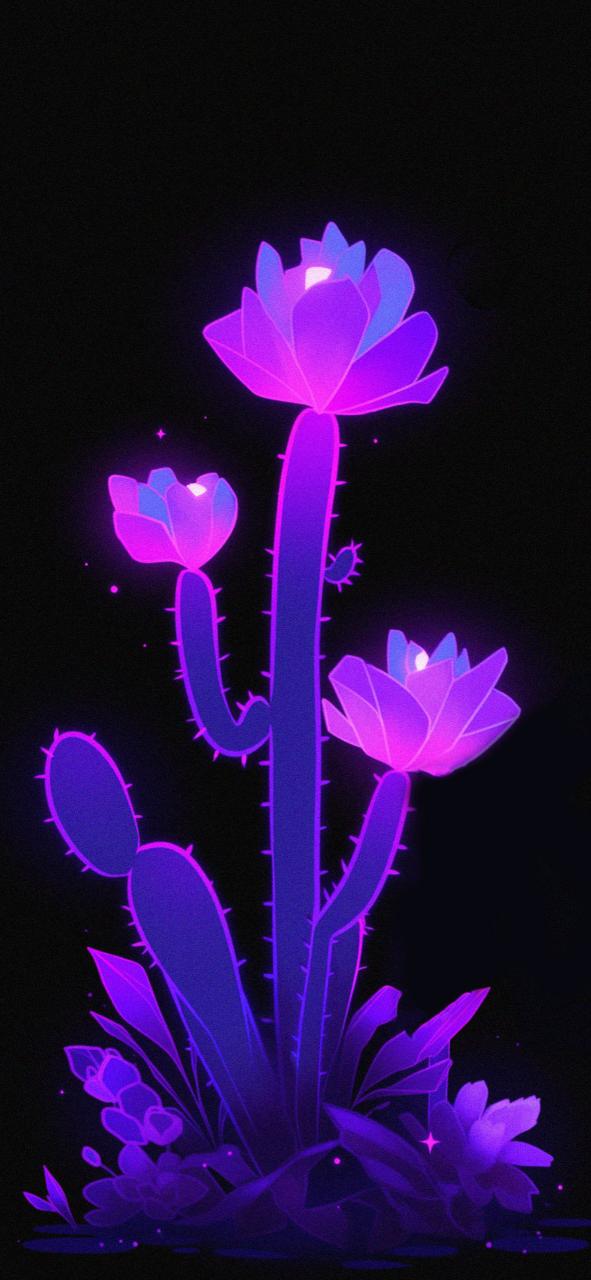 Download Purple Neon Cacti Dark