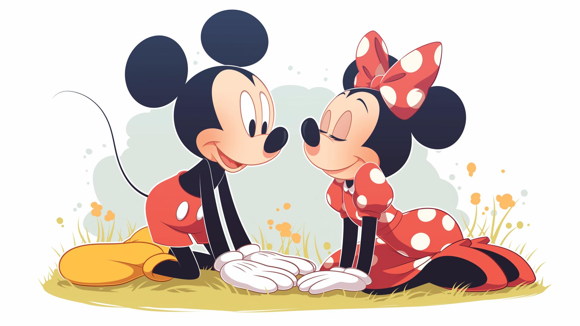 Download Mickey Mouse Minnie Mouse Love Romance Desktop Wallpaper