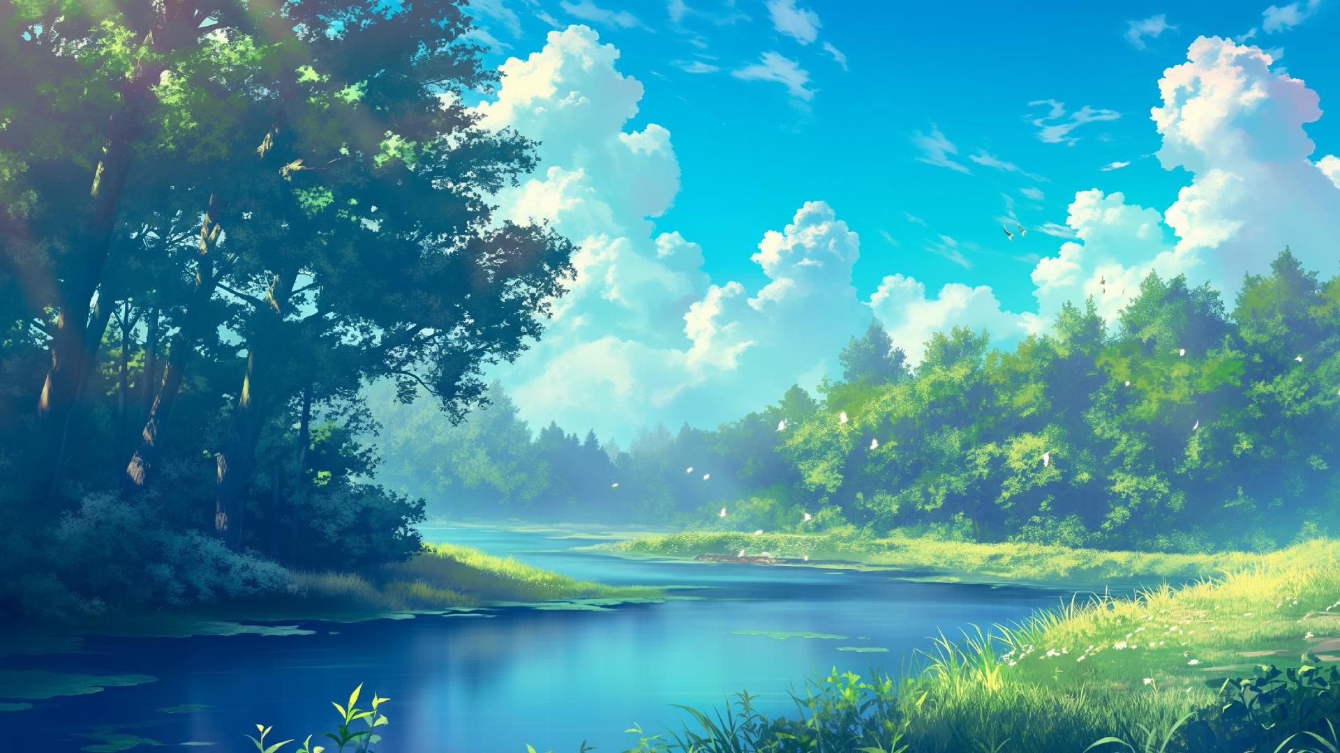 Download Summer Meadow River Dreams Desktop Wallpaper