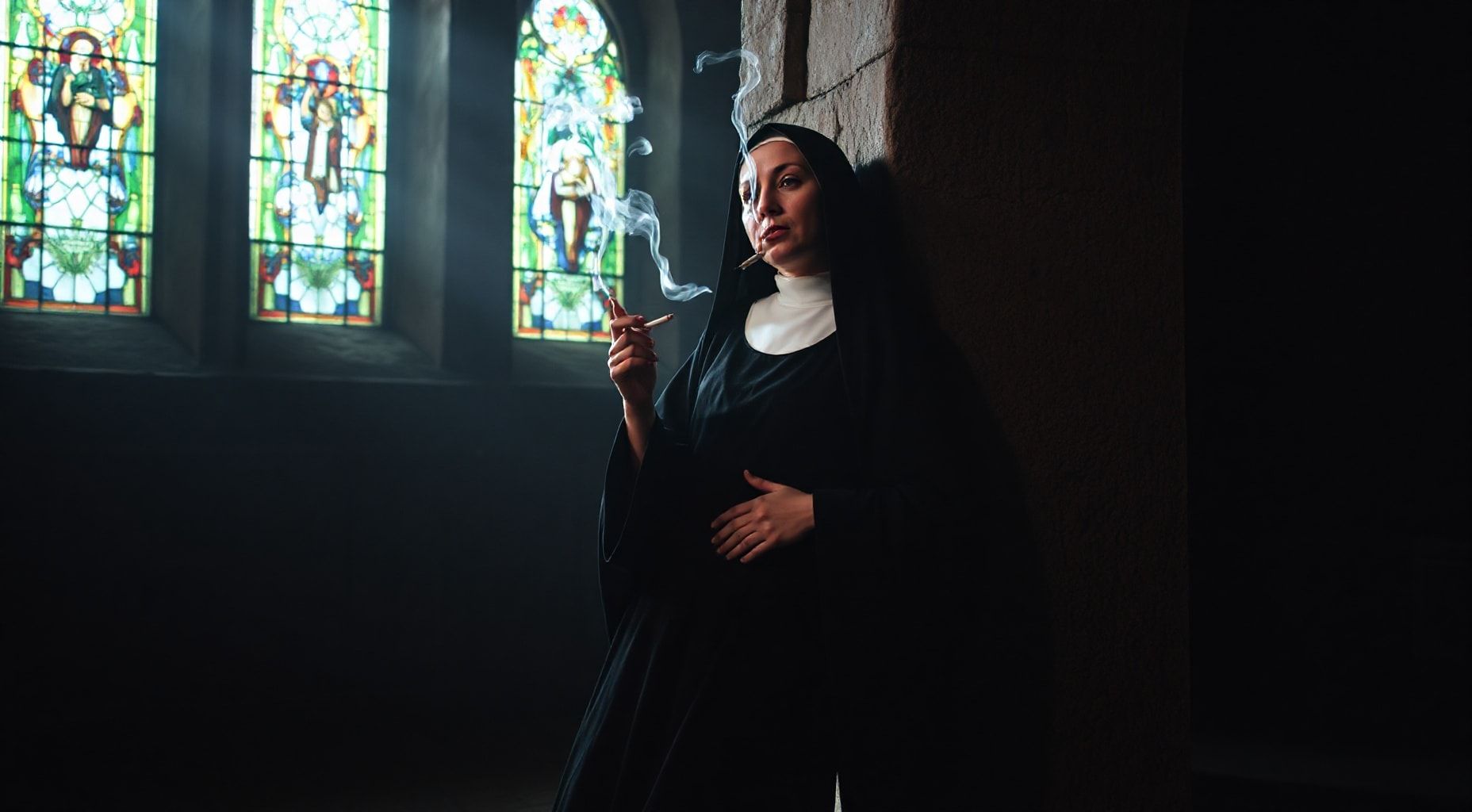 Download The Nun Is Smoking