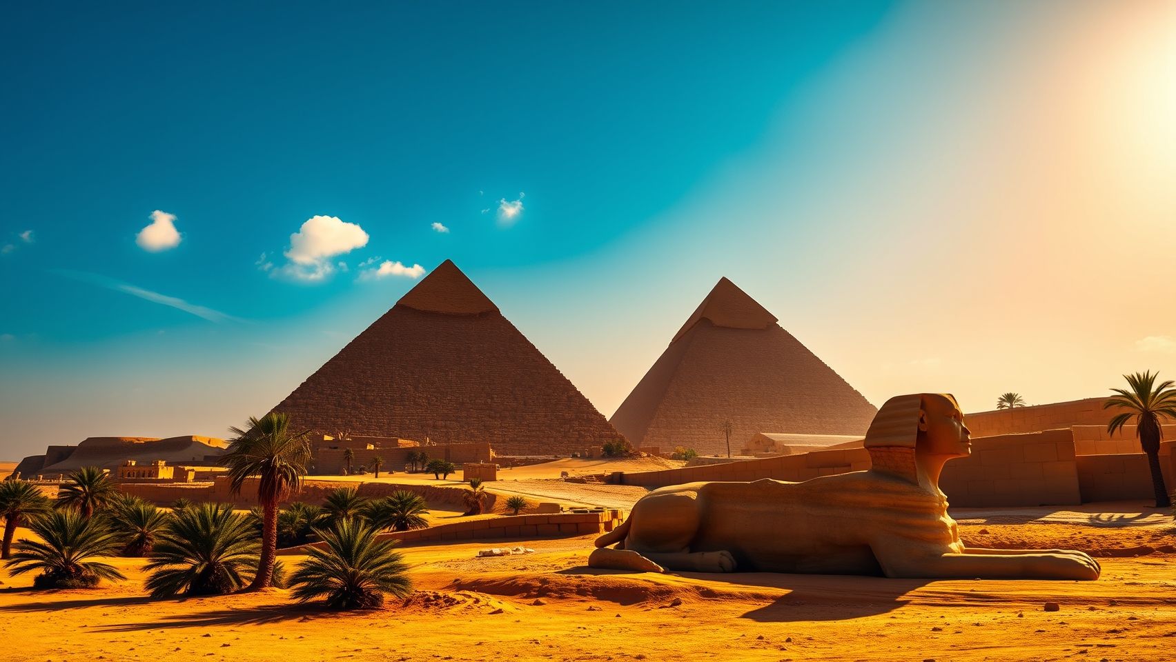 Download The Three Pyramids With The Sphinx