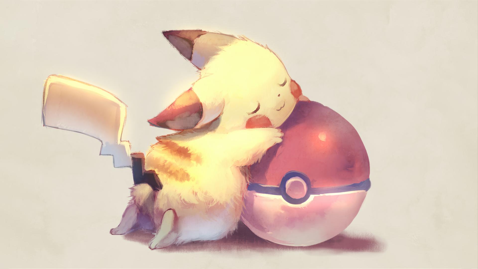 Download Sleeping Pikachu with Poké Ball