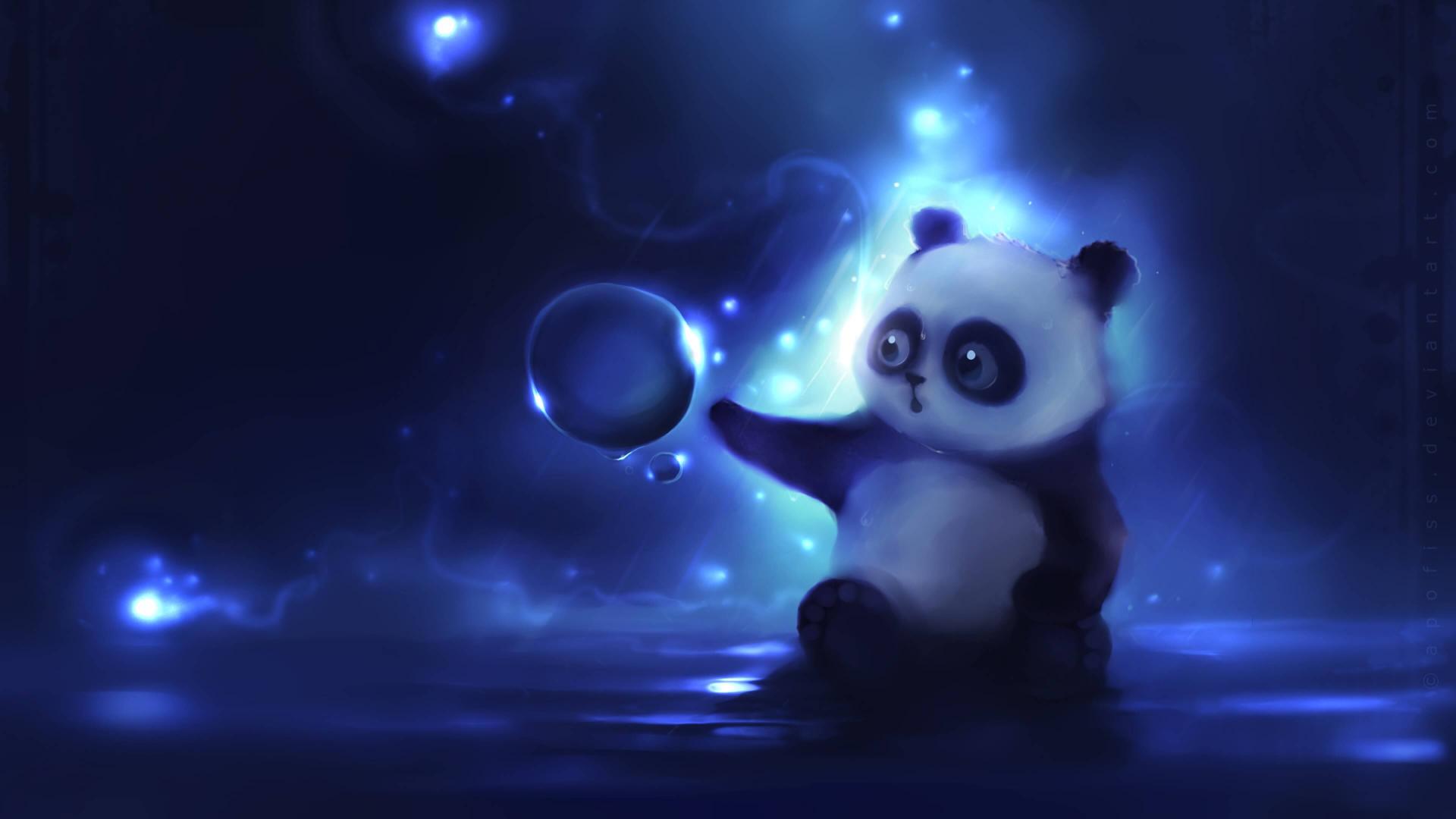 Download White Panda Bear With Blue and