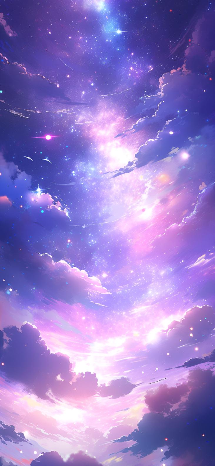 Download Space Stars Clouds Purple