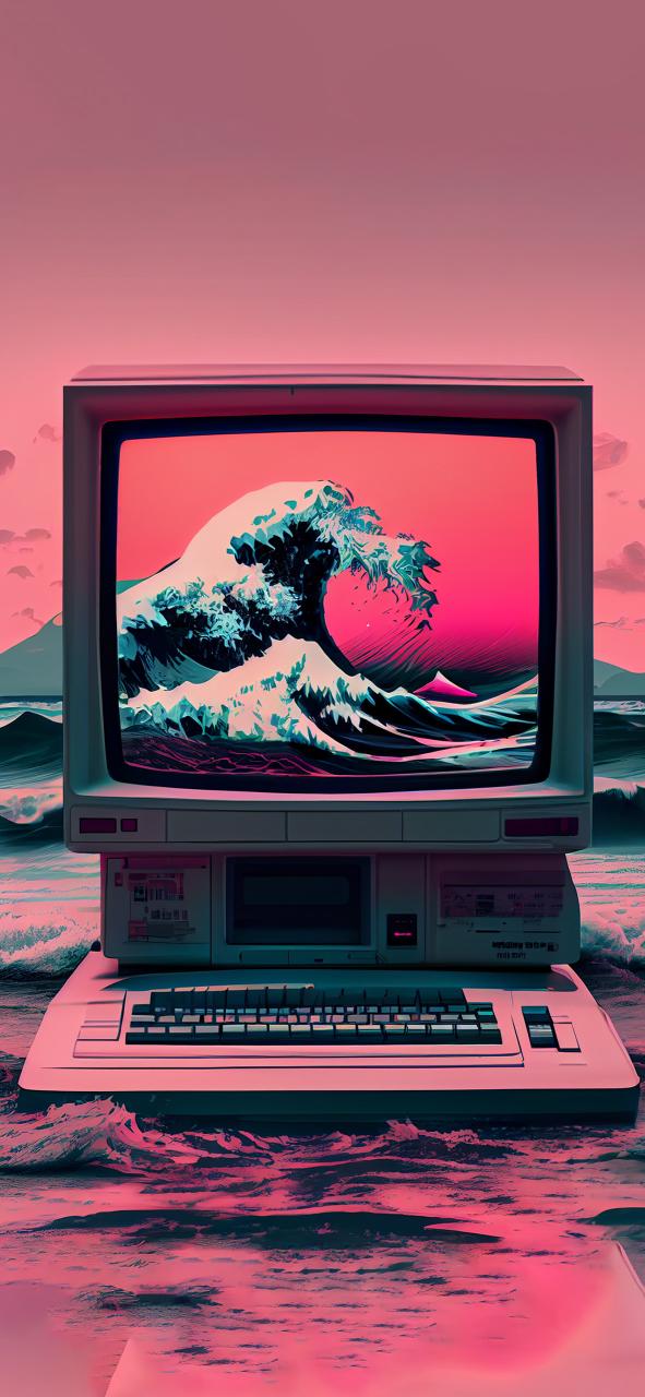 Download Retro Computer Ocean Wave Vaporwave