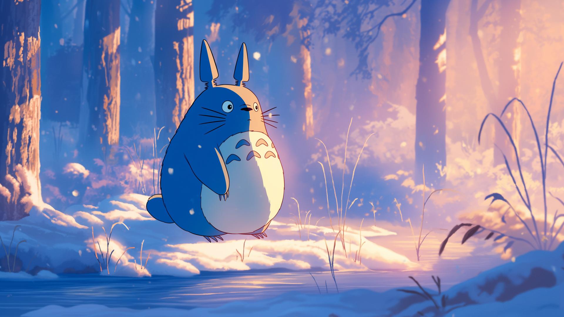 Download Totoro Studio Ghibli Winter Forest Snow Desktop Wallpaper