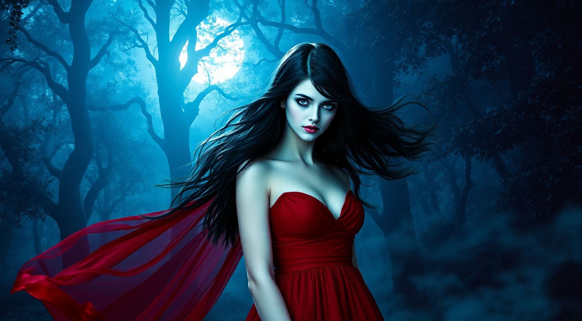 Download Vampire Girl In Dark Blue Forest