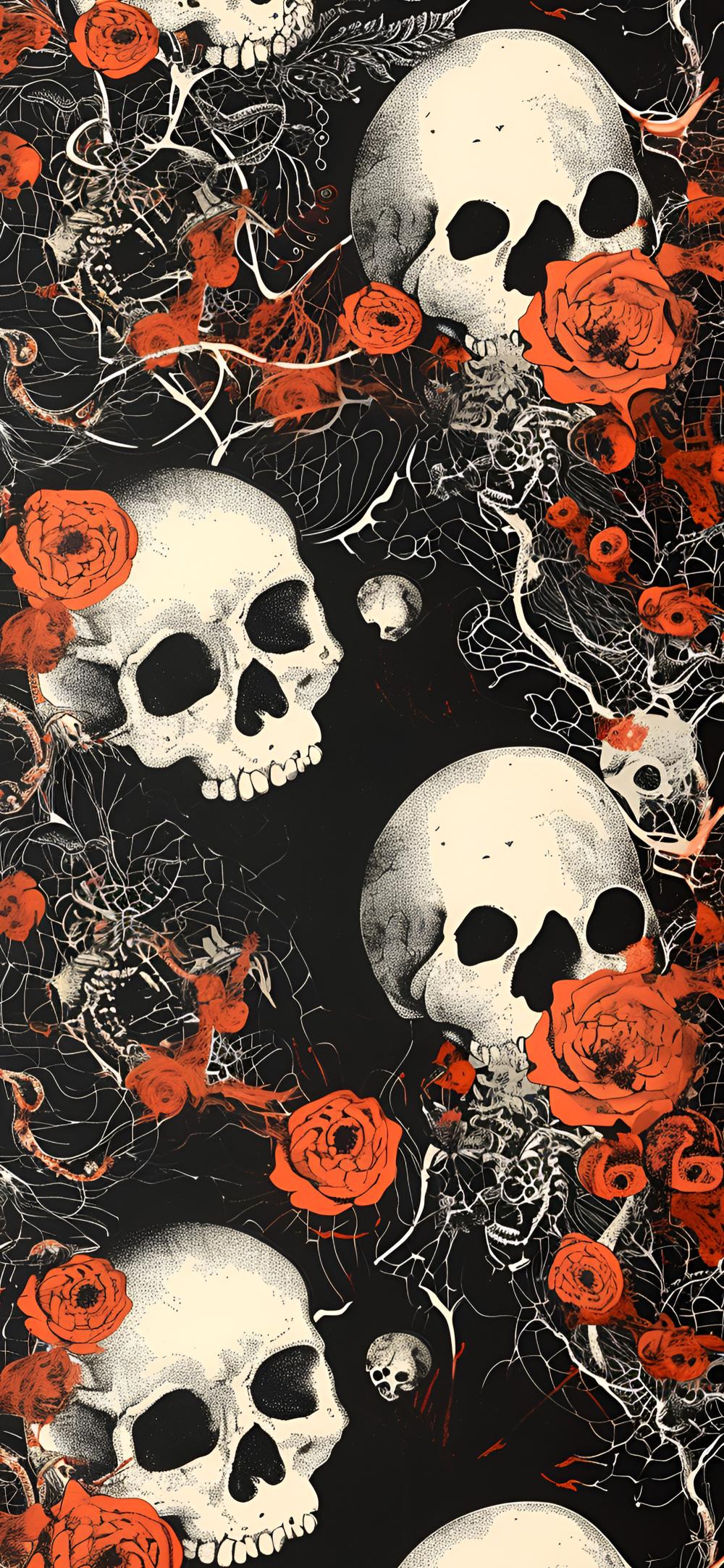 Download Skull Rose Pattern Dark Aesthetic