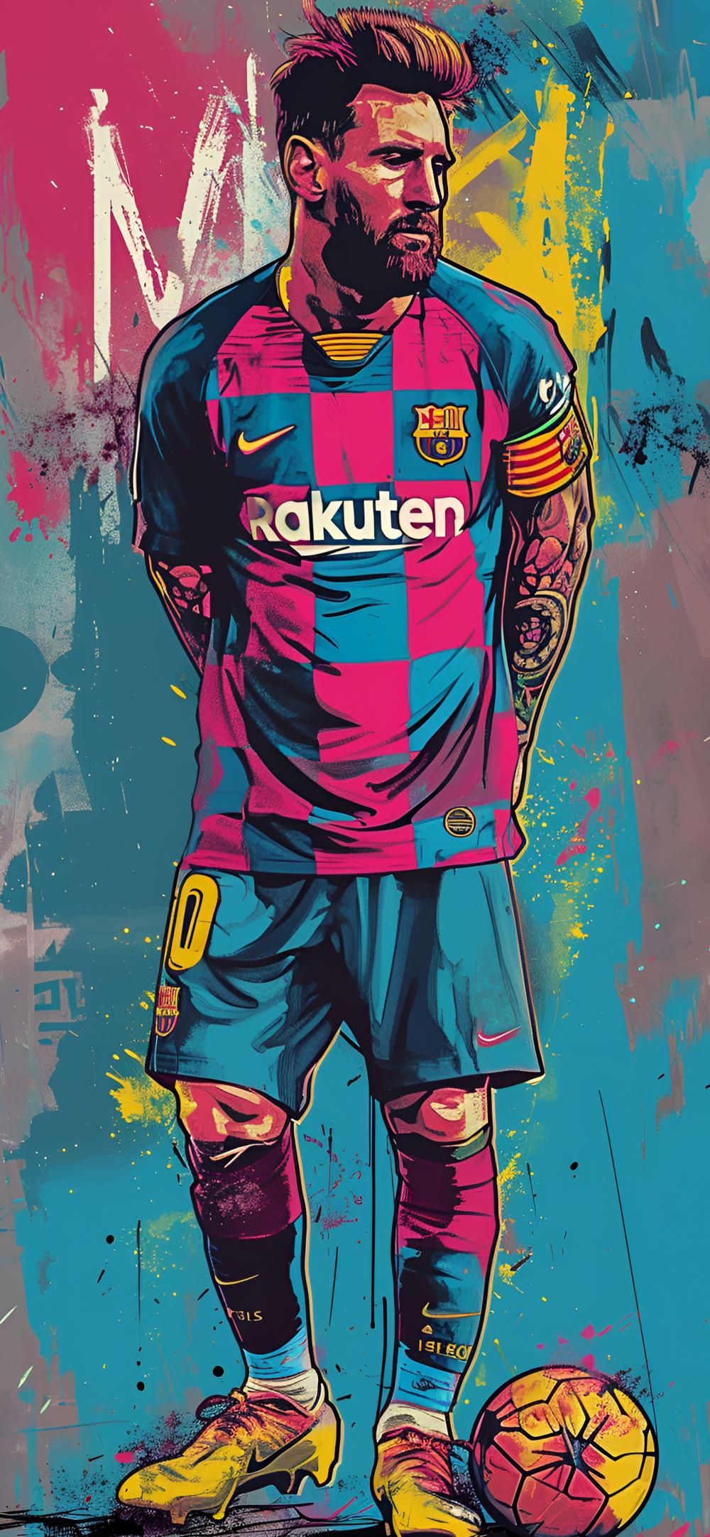 Download Lionel Messi Comic Style Football Art