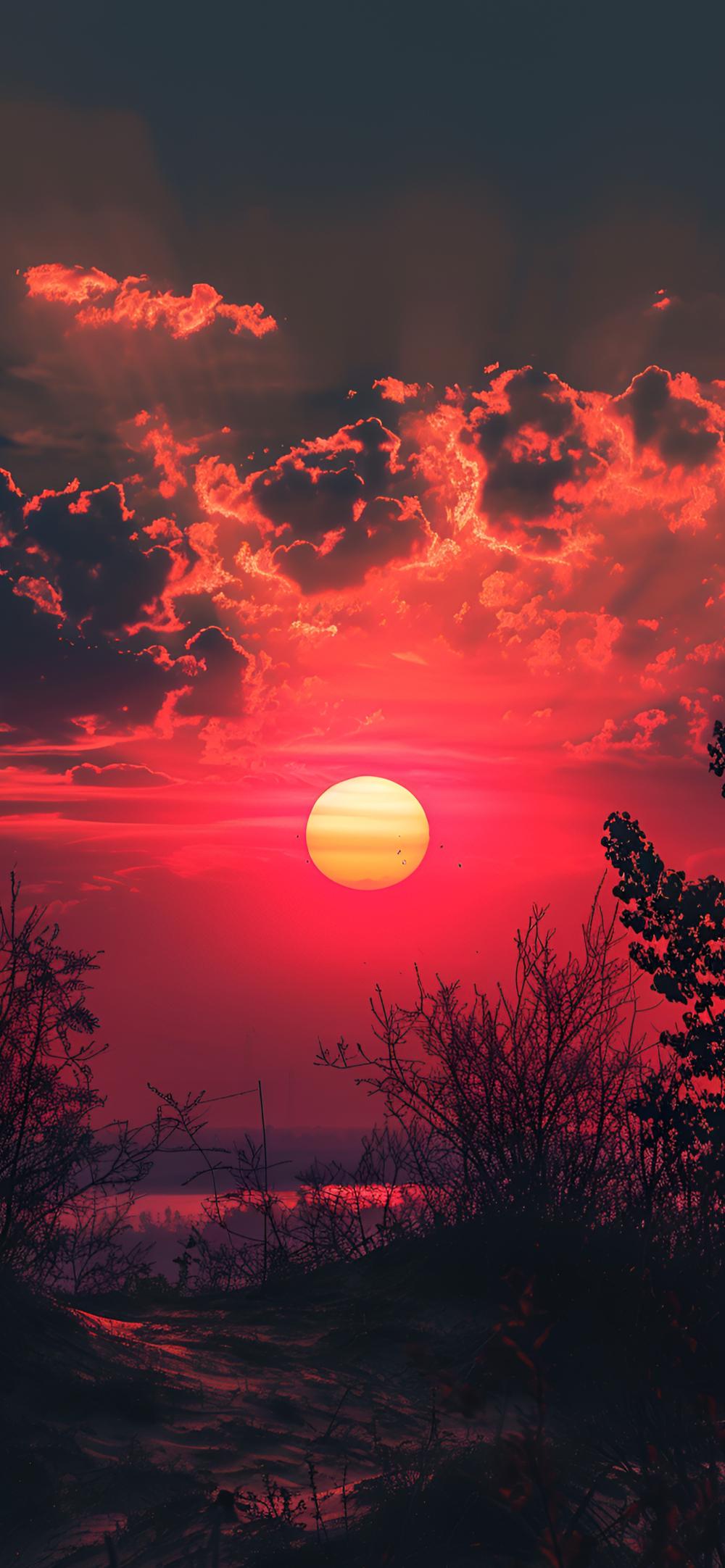 Download Dramatic Red Sunset Aesthetic