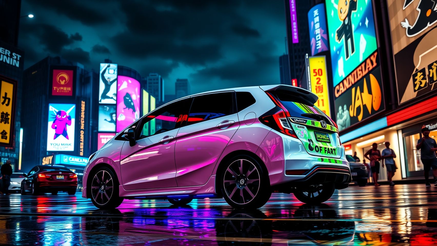 Download White Honda Fit Gp5  Cyberpunk