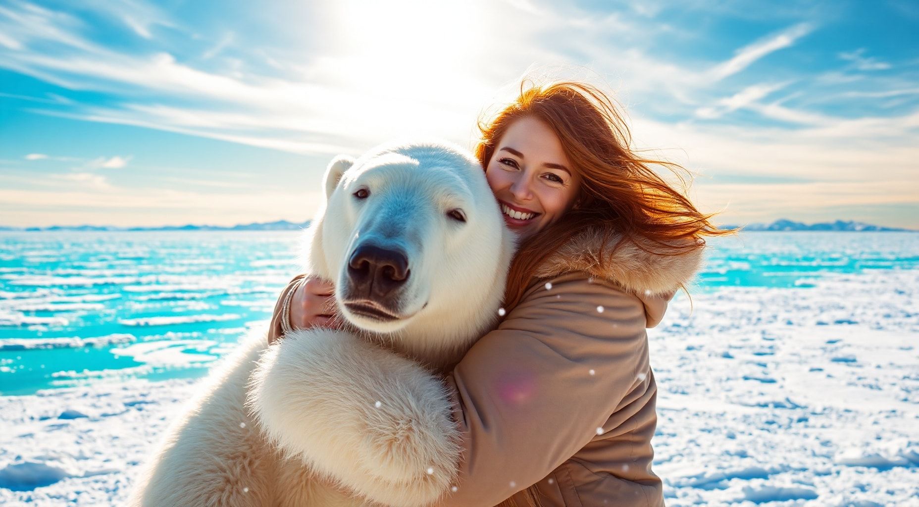 Download Women Hugging Polar Bear