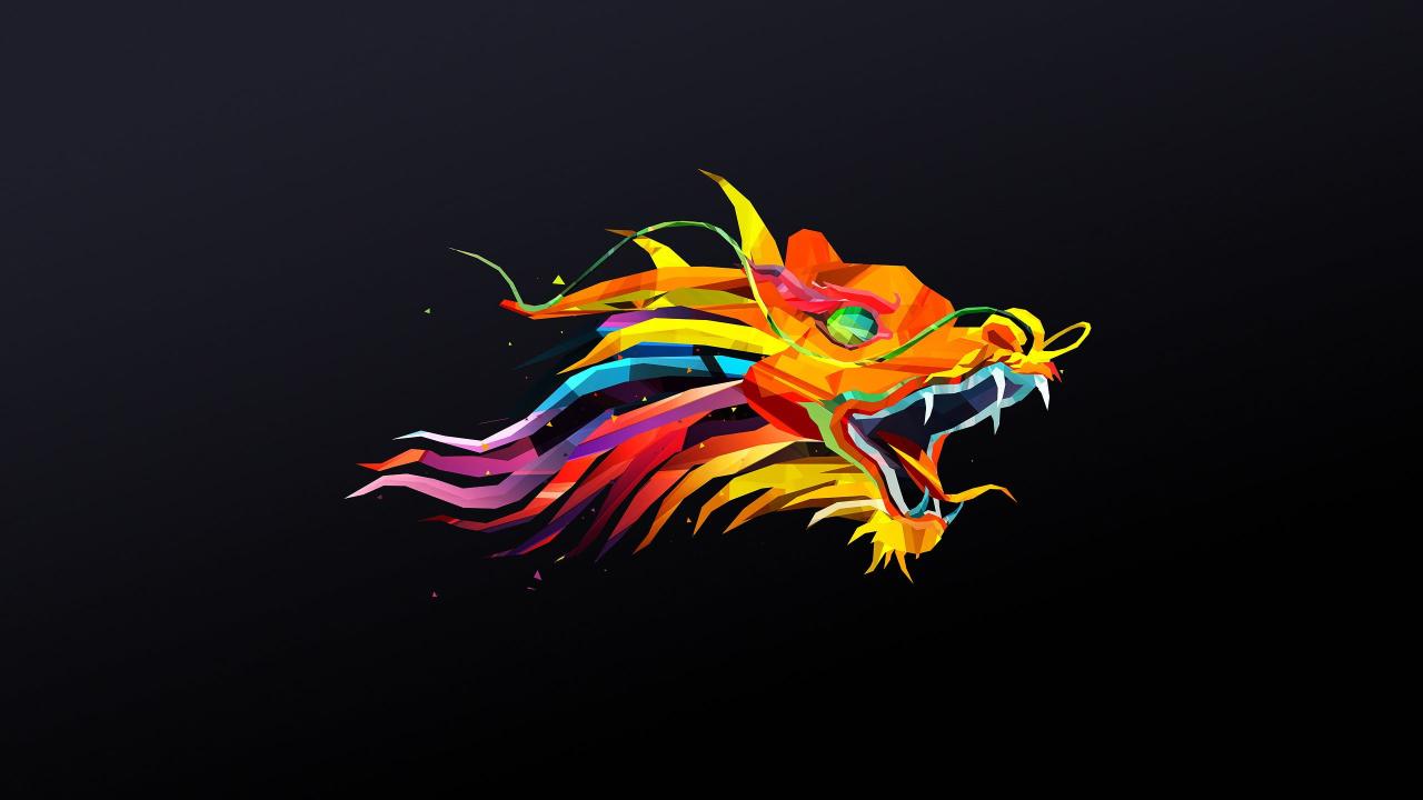 Download multicolored dragon head illustration