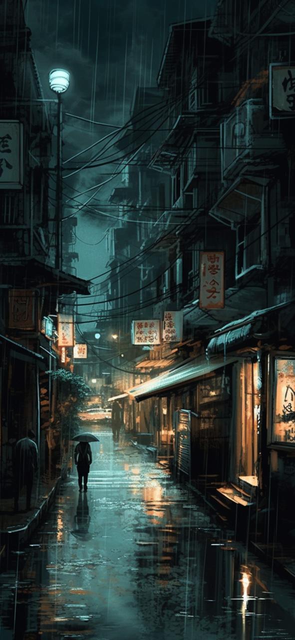 Download Rain In China Lane Dark