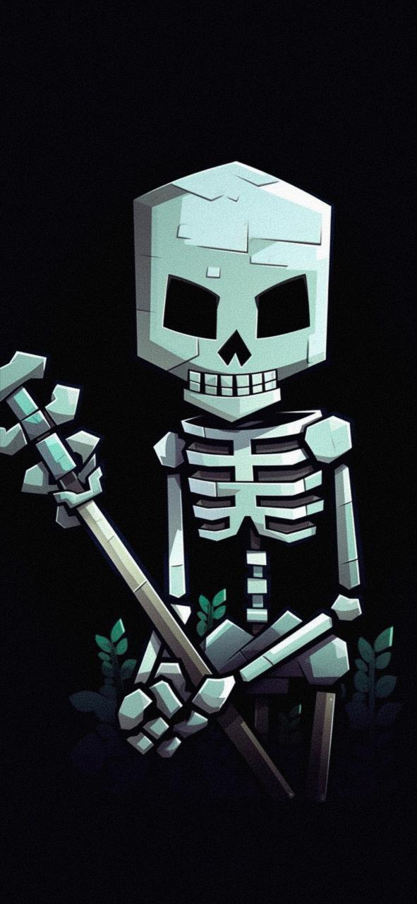 Download Skeleton With Staff Black