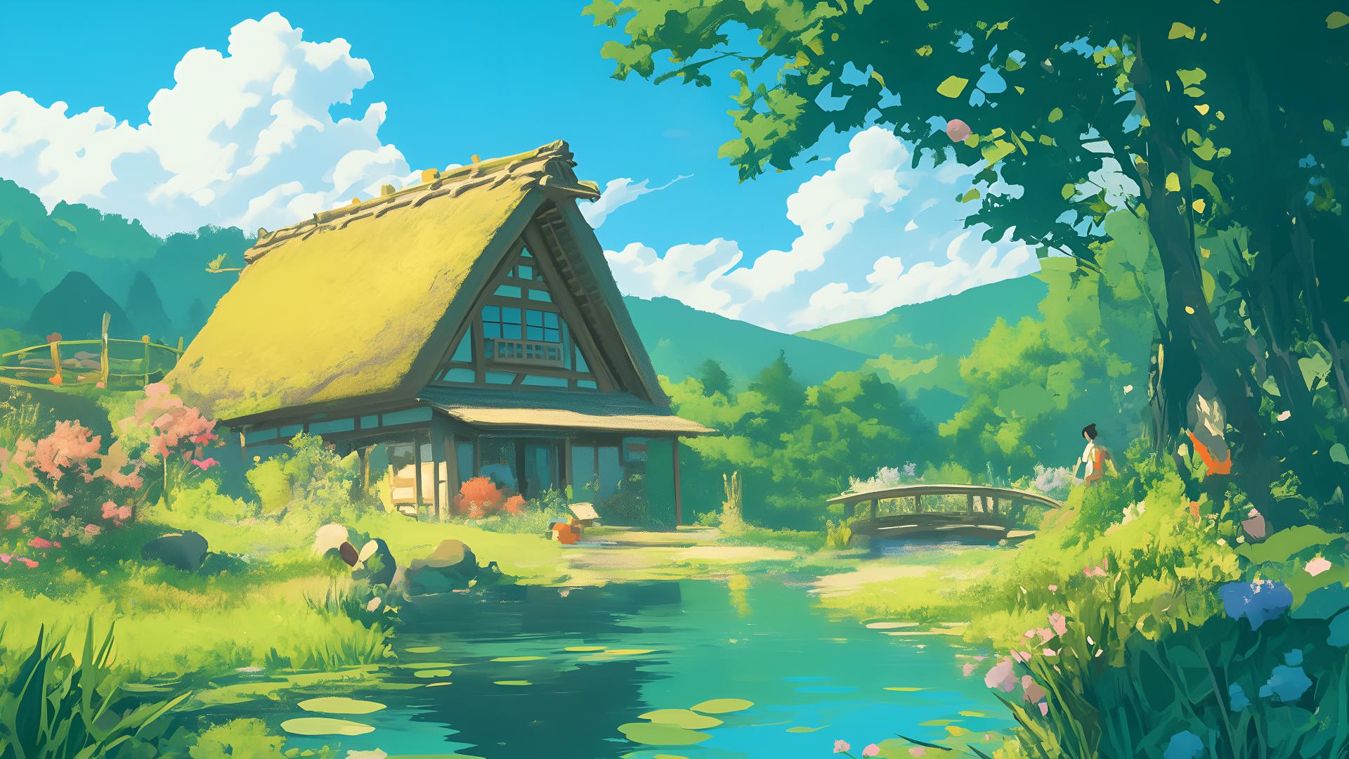 Download Ghibli Cottage In Nature