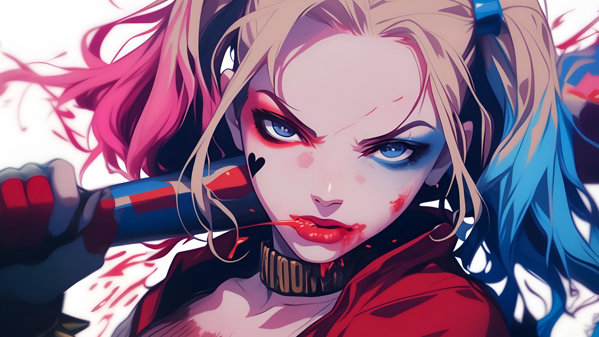 Download Harley Quinn With Baseball Bat Desktop Wallpaper 4k