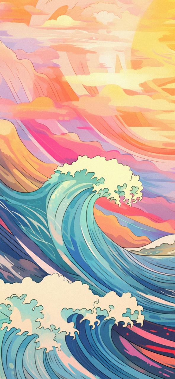 Download Waves Rainbow Clouds