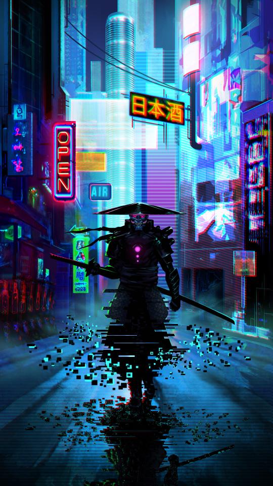 Download Futuristic Samurai Art Painting