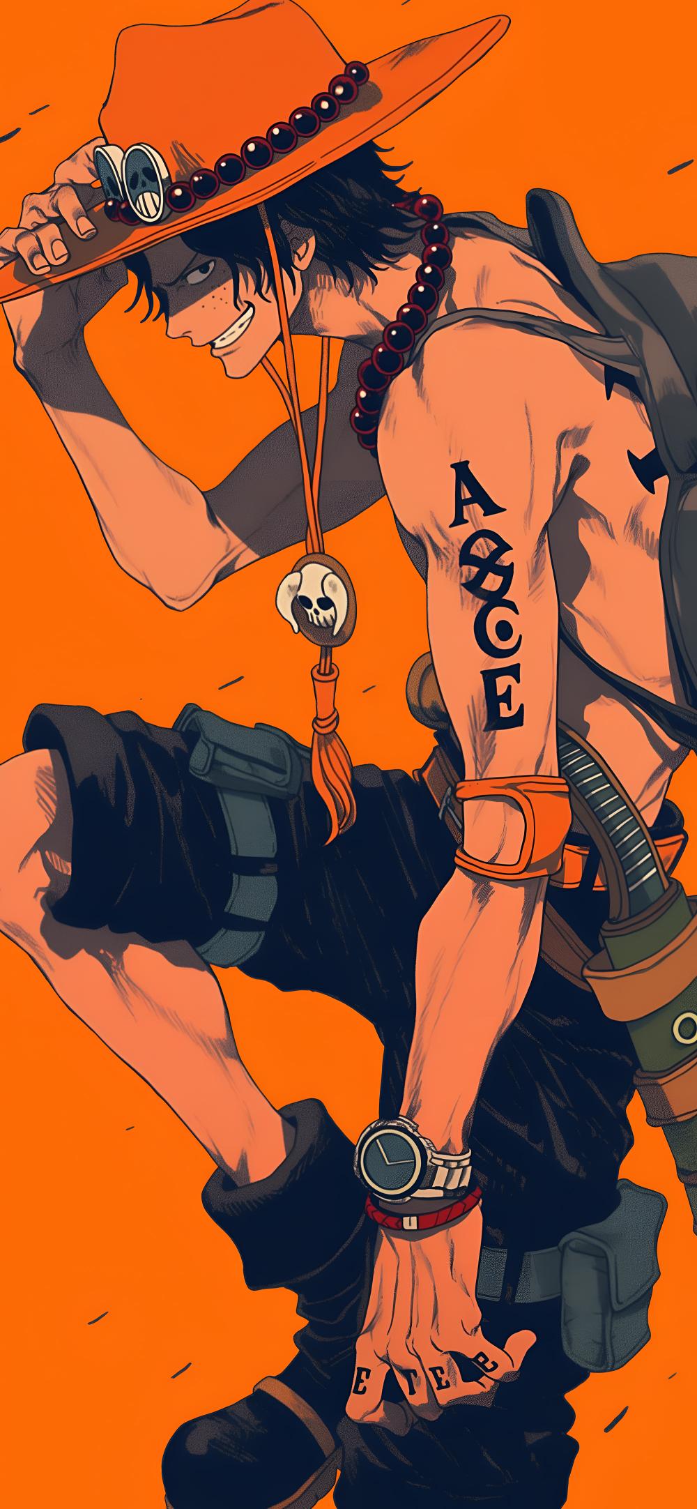 Download One Piece Ace Orange Art Wallpaper