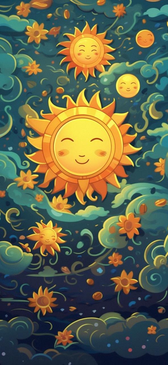 Download Funny Sun Clouds Pattern