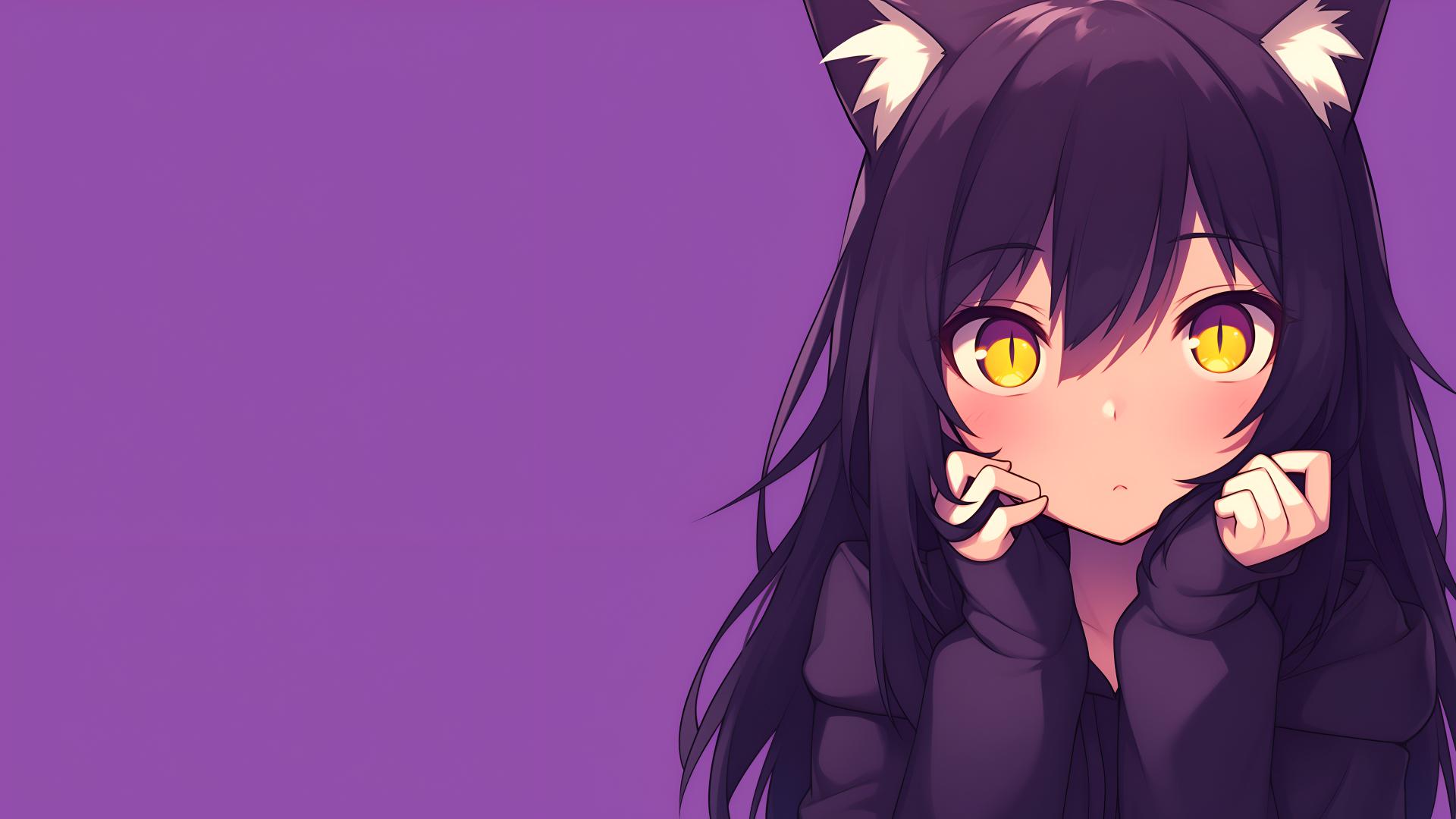 Download Aphmau Purple Background Cute Look Desktop Wallpaper 4k