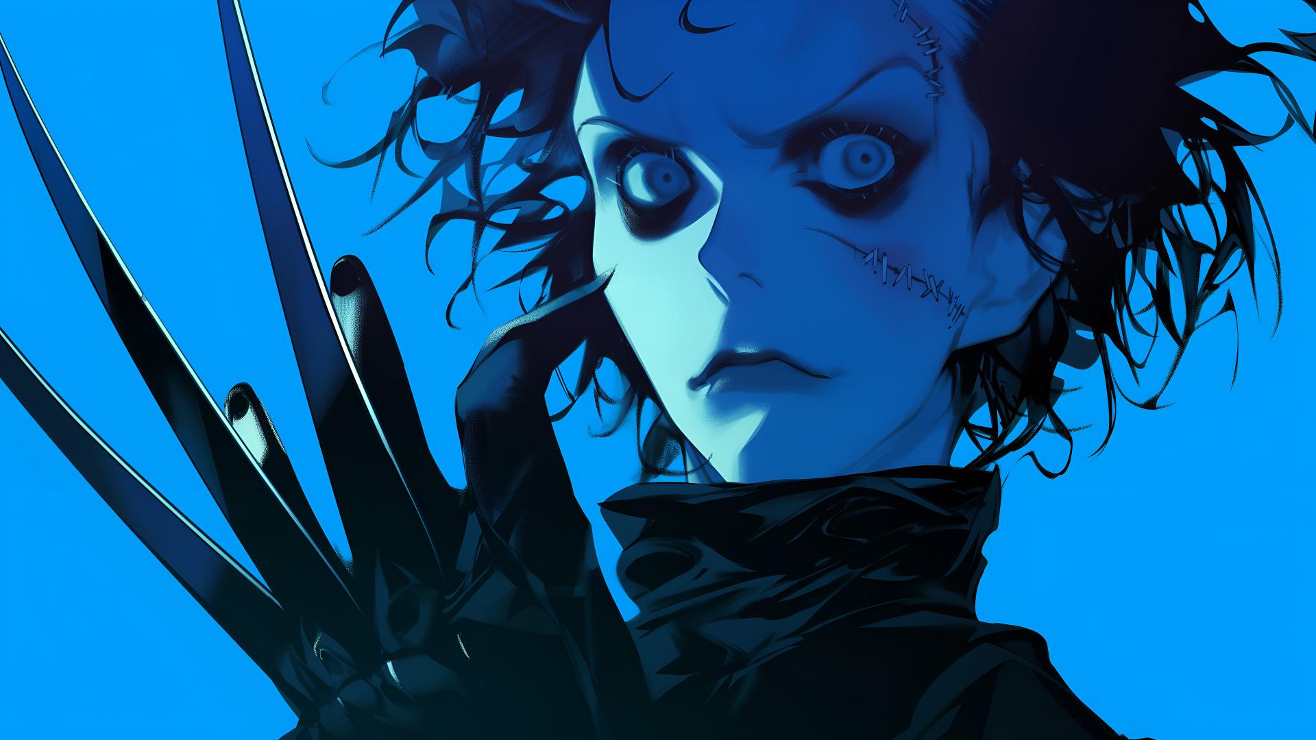 Download Edward scissorhands dark blue desktop wallpaper 4k