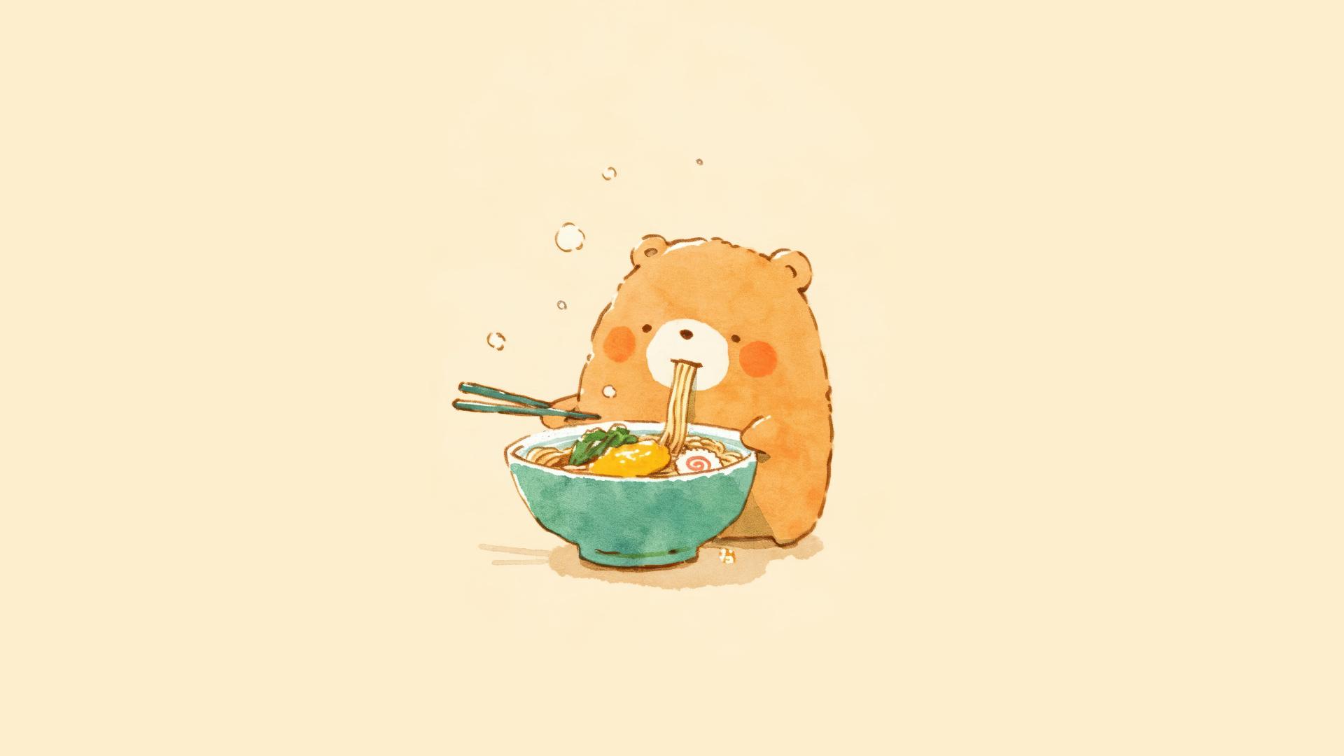 Download Hungry Bear Enjoying Noodles