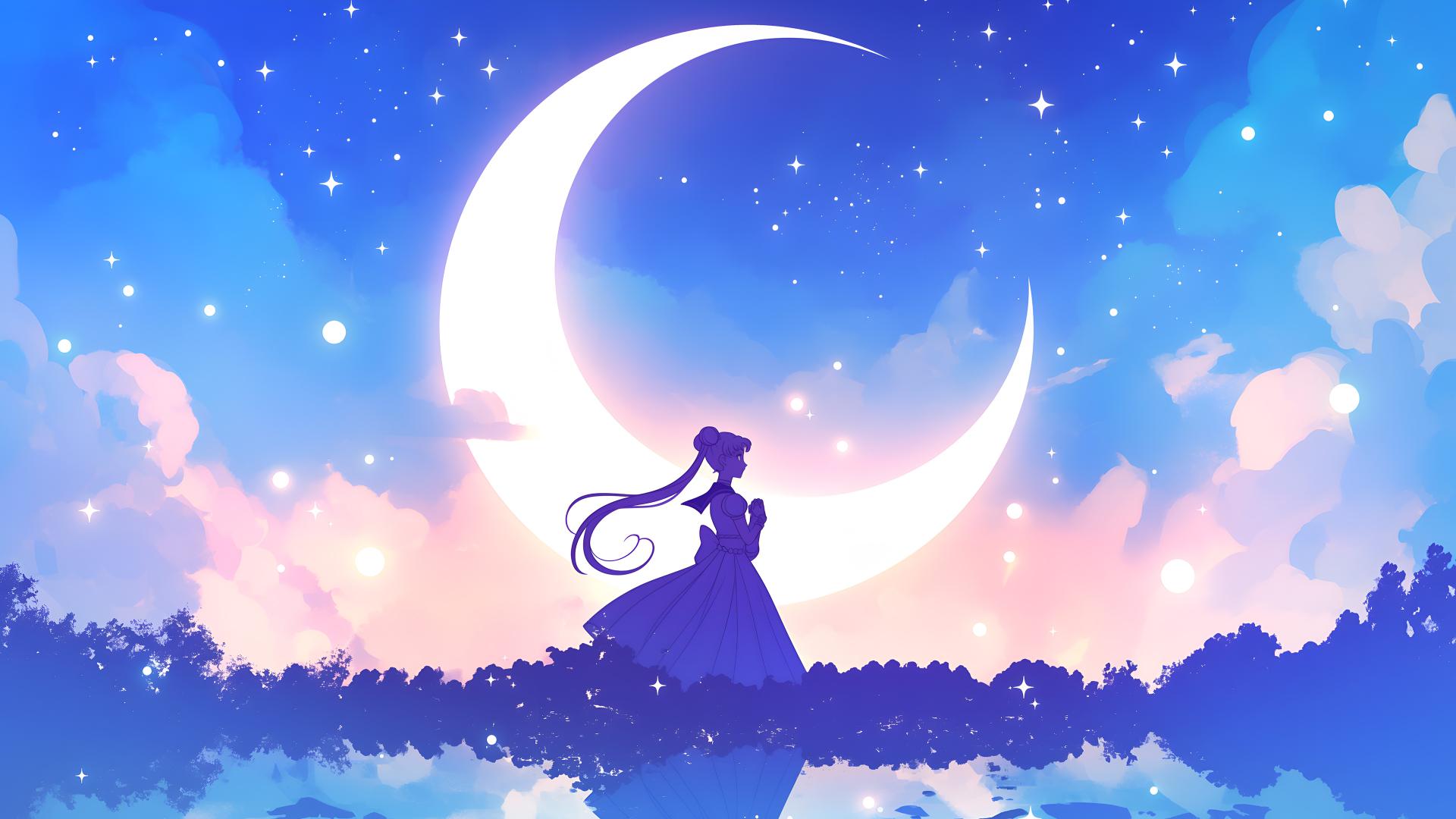 Download Sailor Moon Aesthetic Moon Silhouette Desktop 4k