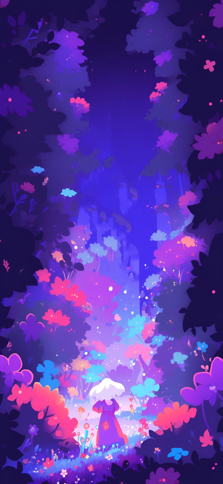 Download Enchanting Purple Forest With A Girl