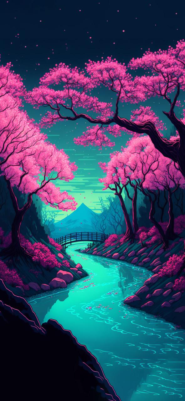 Download Sakura Forest River Art