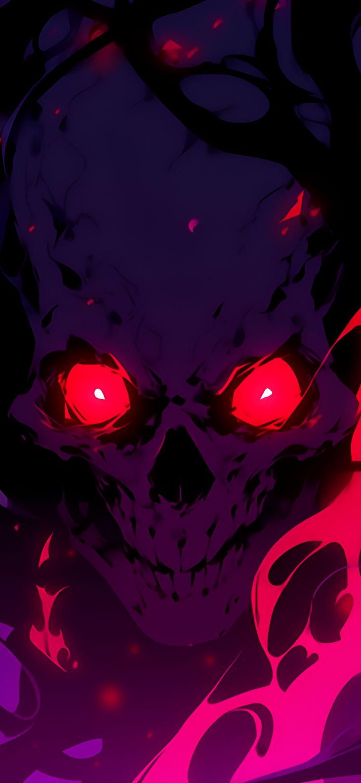 Download Purple Skull With Red Eyes Halloween