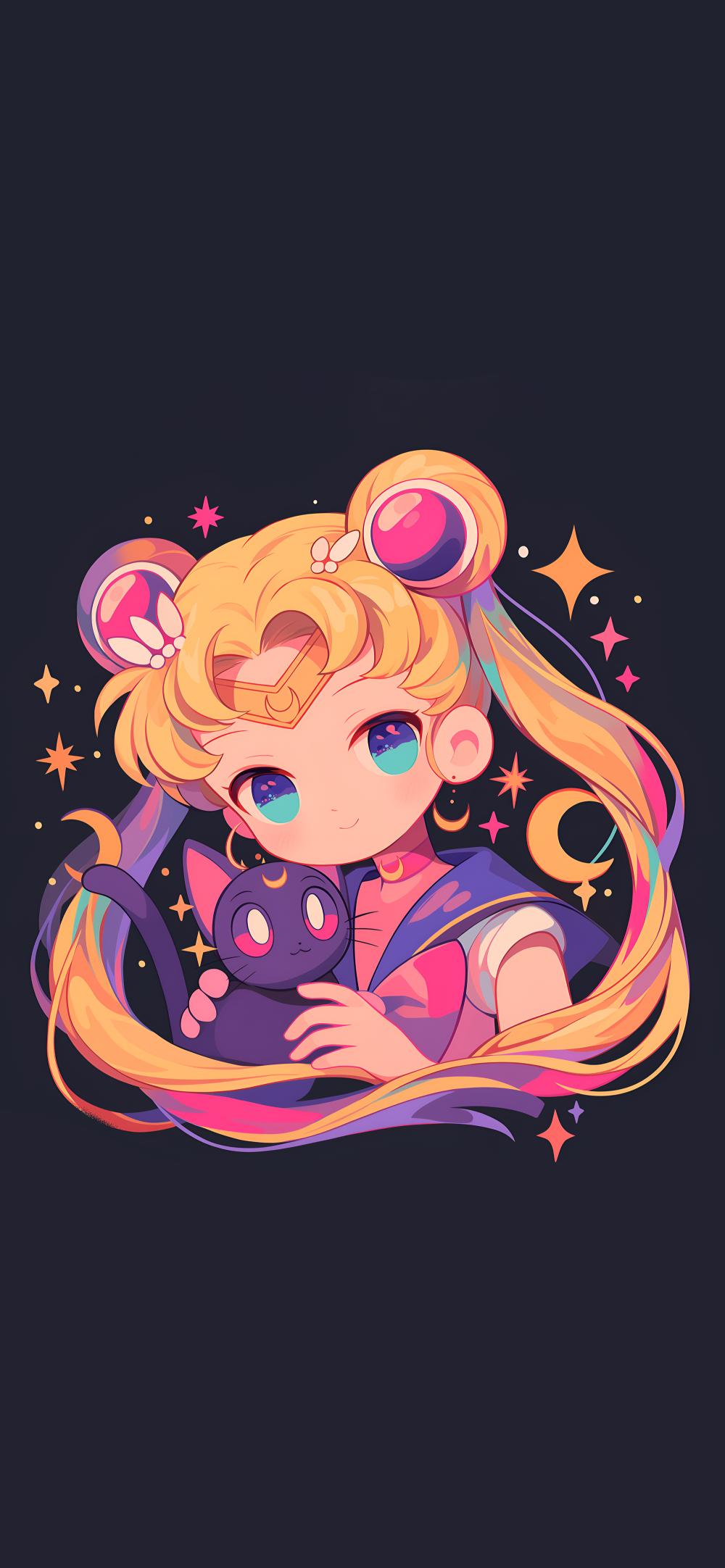 Download Kawaii Sailor Moon With Luna