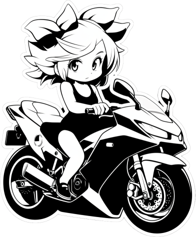 Download Anime Girl On A Sport Bike B W Sticker