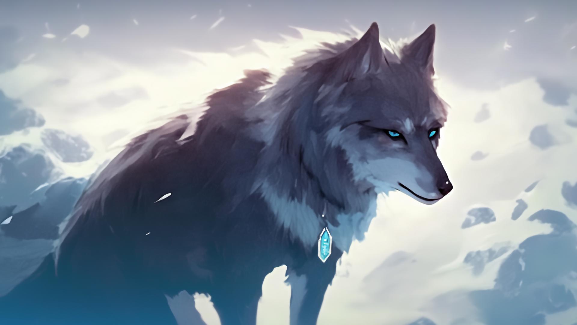 Download Wolf Blue Eyes Winter Mountains Amulet Desktop Wallpaper