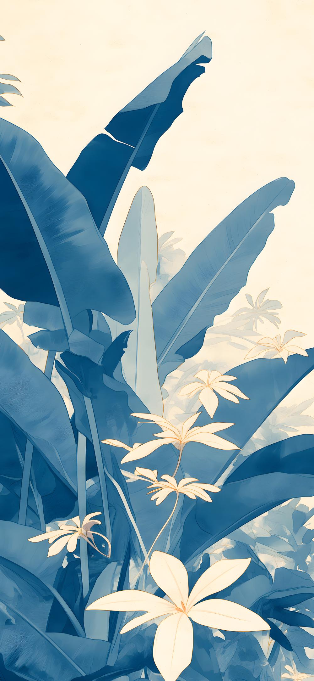 Download Tropical Leaves Blue Art