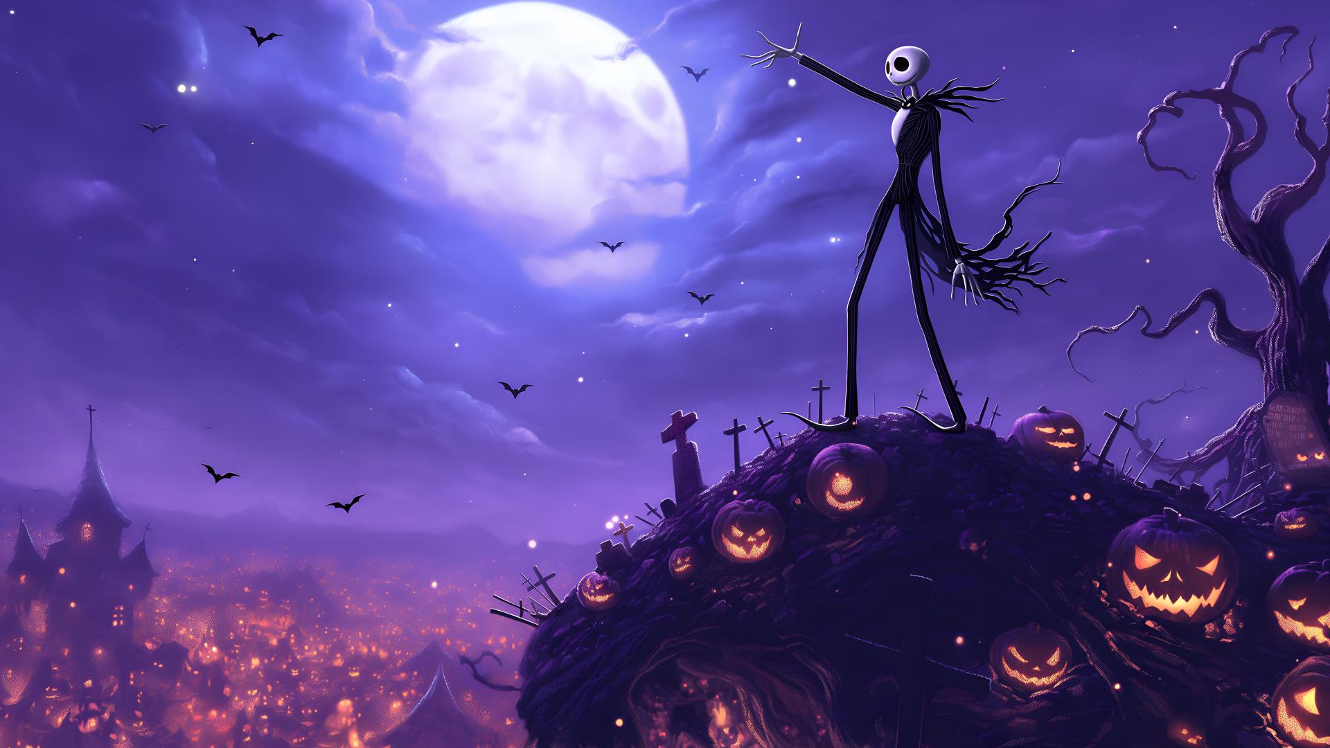 Download Jack Skellington Moonlit Hill Nightmare Before Christmas