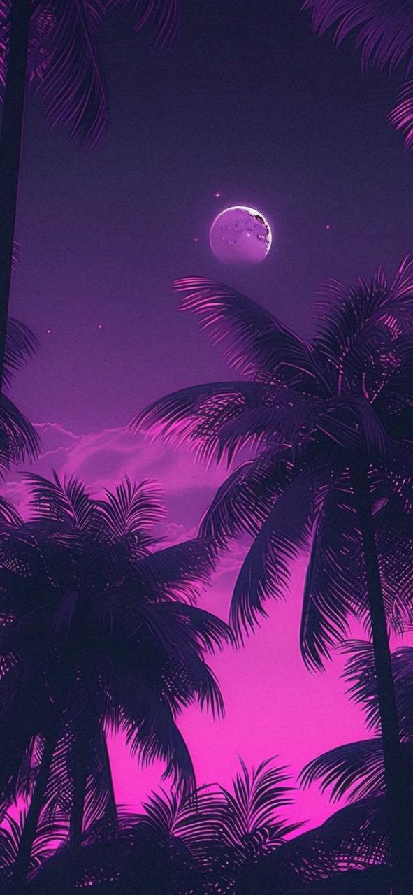 Download Palms Moon Purple Aesthetic