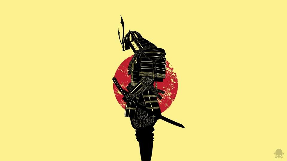 Download Samurai with Japan flag