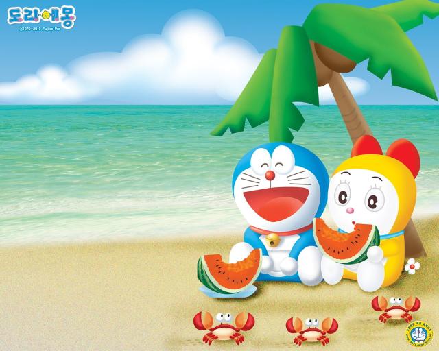 Download Anime Doraemon beach sea