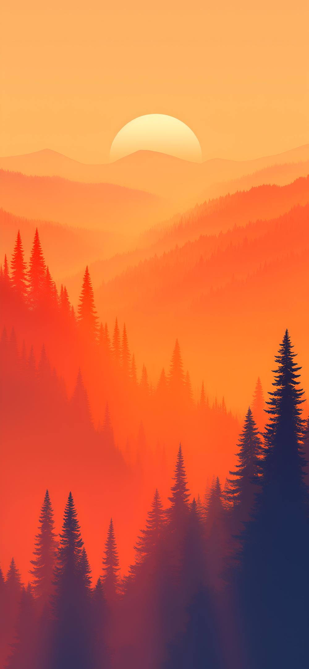 Download Sunset Autumn Forest Mountain