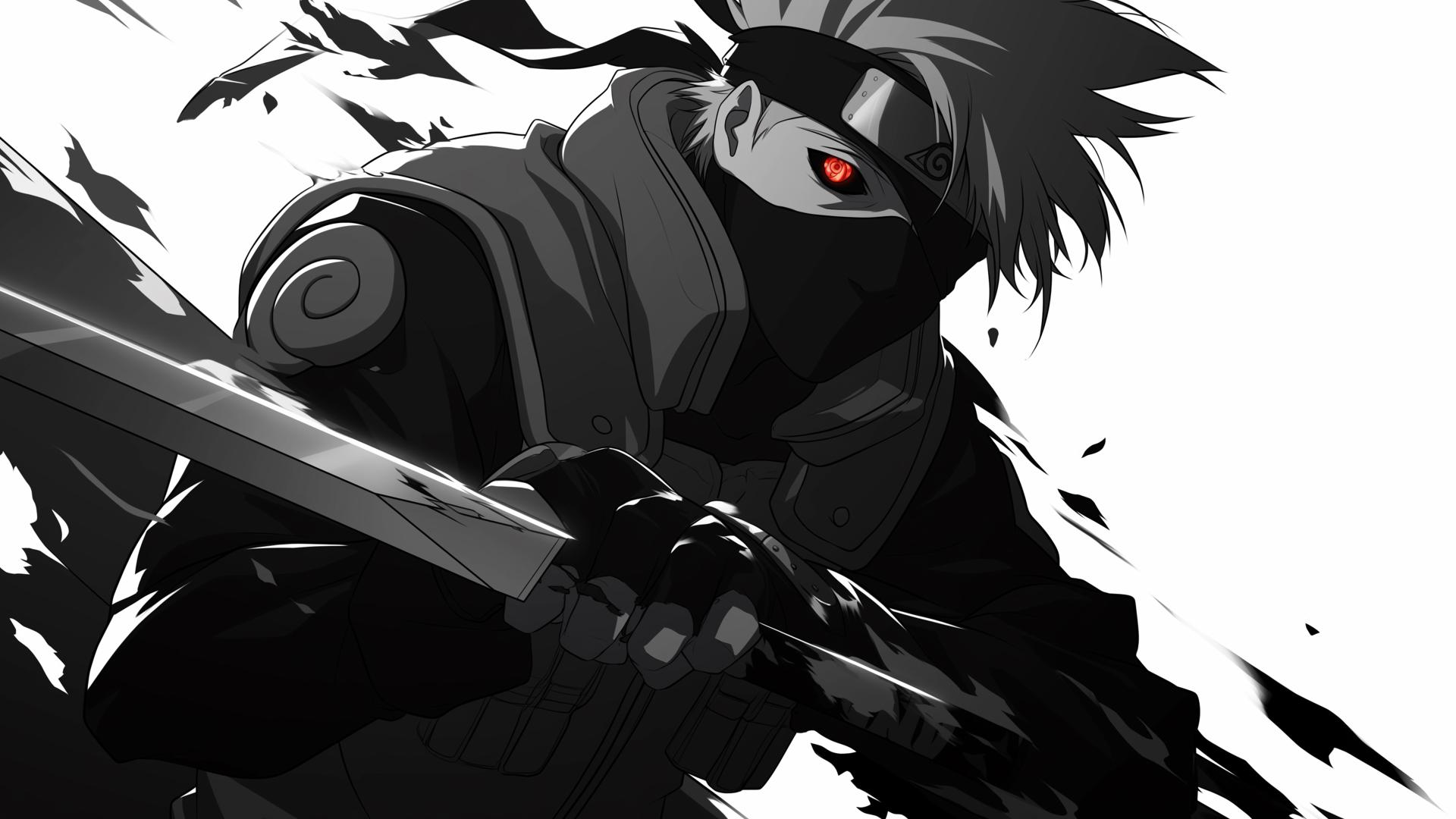 Naruto Kakashi Sensei Black And White Desktop Wallpaper - DesktopHut.com