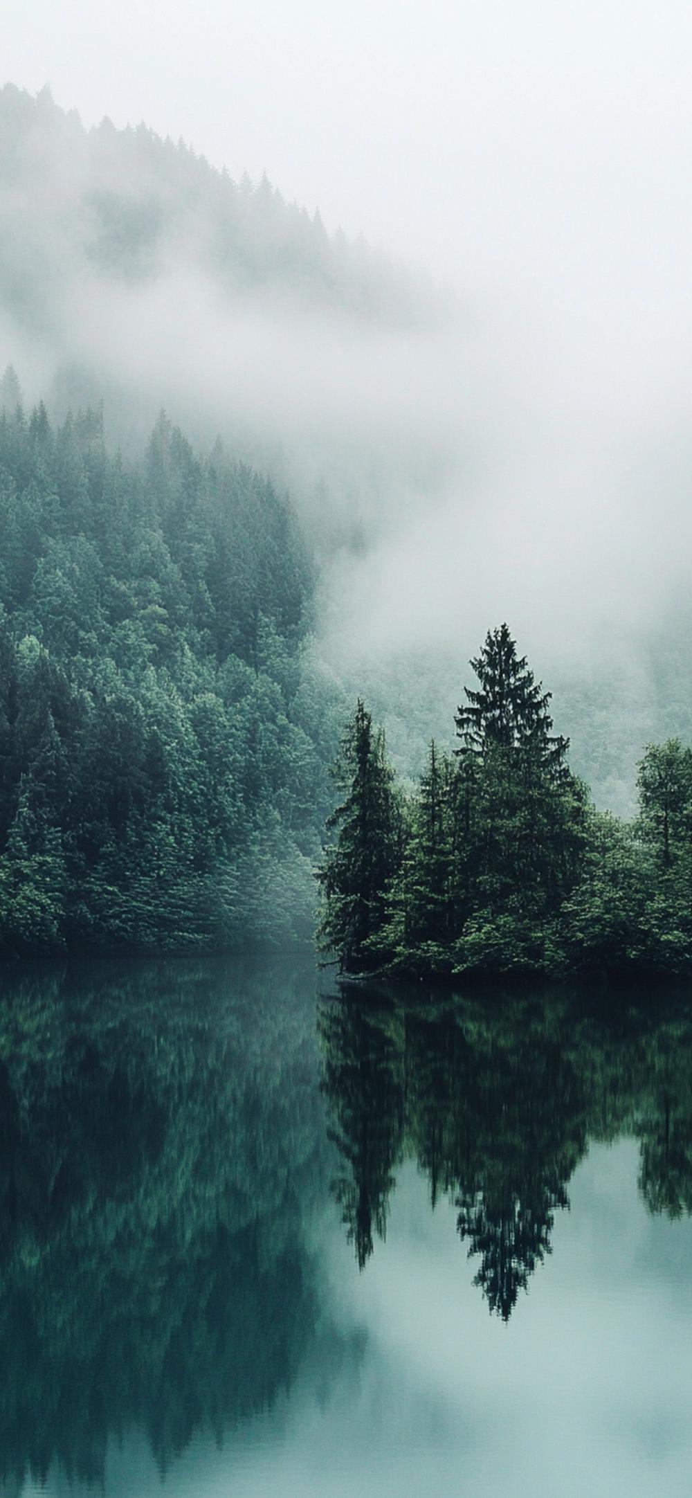 Download Misty Mountain Forest Reflection