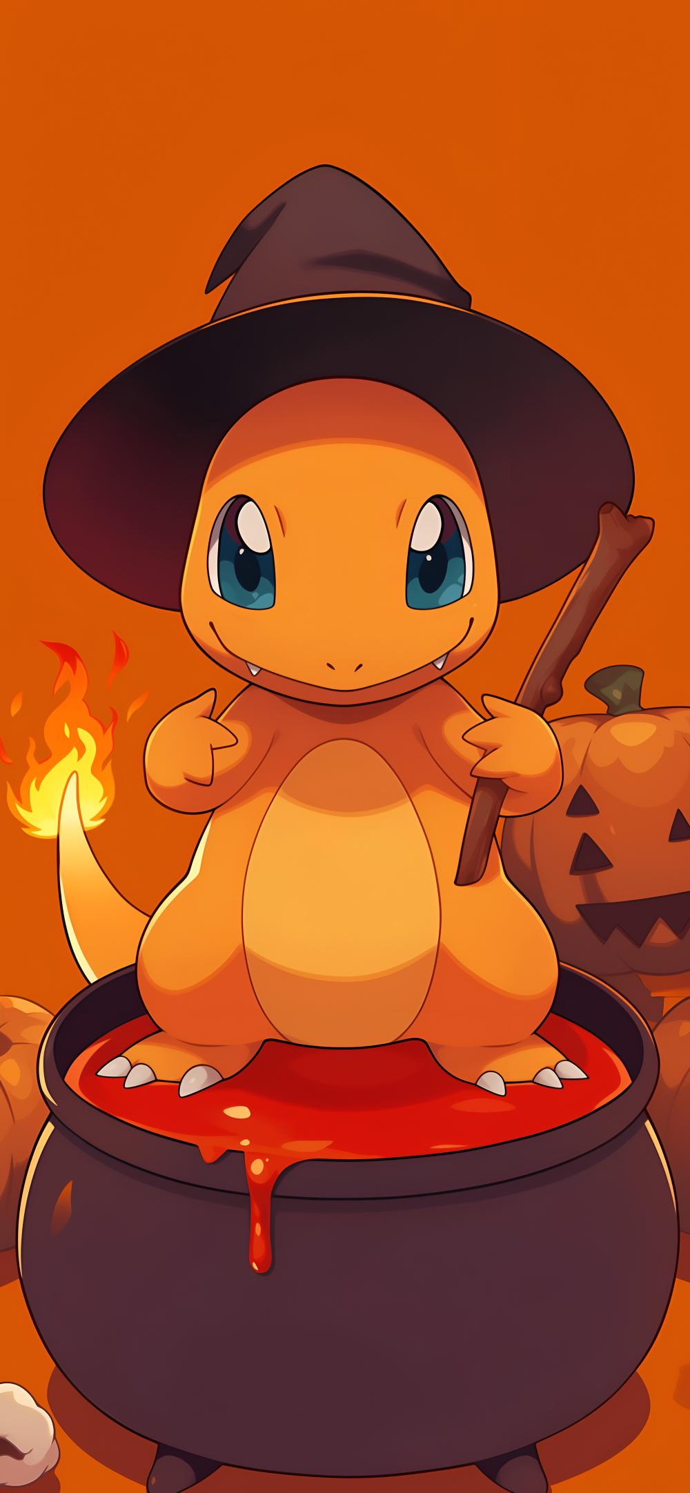 Download Charmander On Witchy Cauldron Magic Halloween