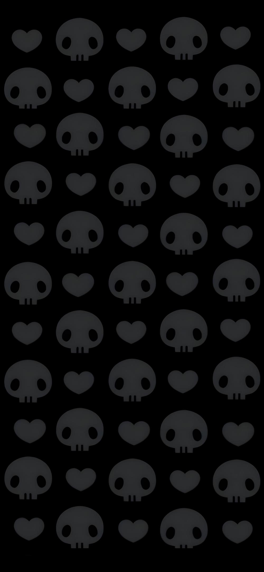 Download Skulls Hearts Pattern Dark