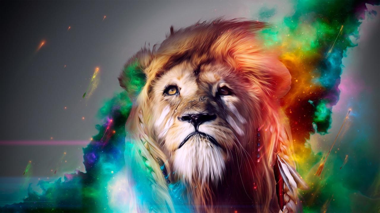 Download lion illustraiton abstract artwork