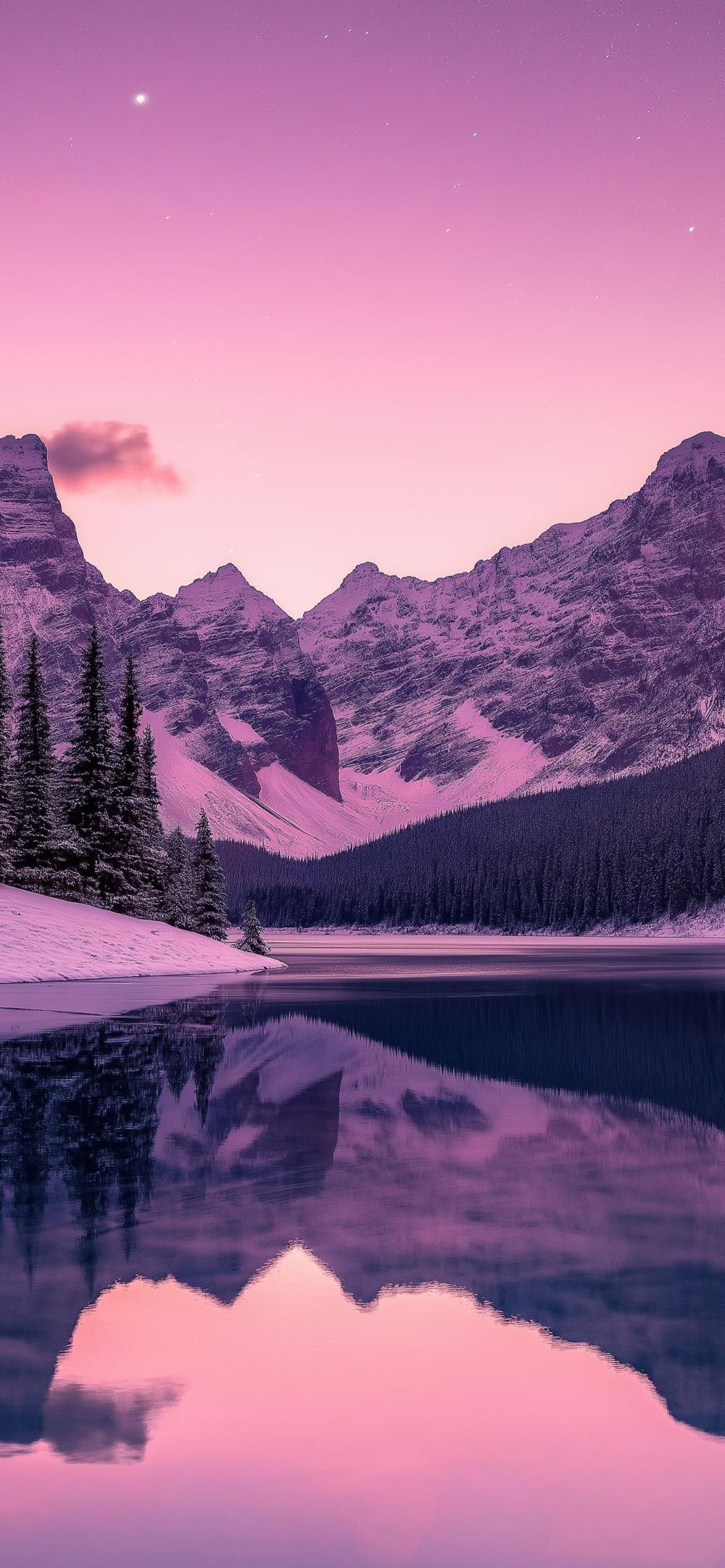 Download Aesthetic Purple Sky Mountain Lake