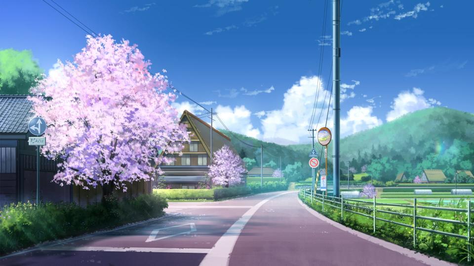 Download Japan anime clouds street