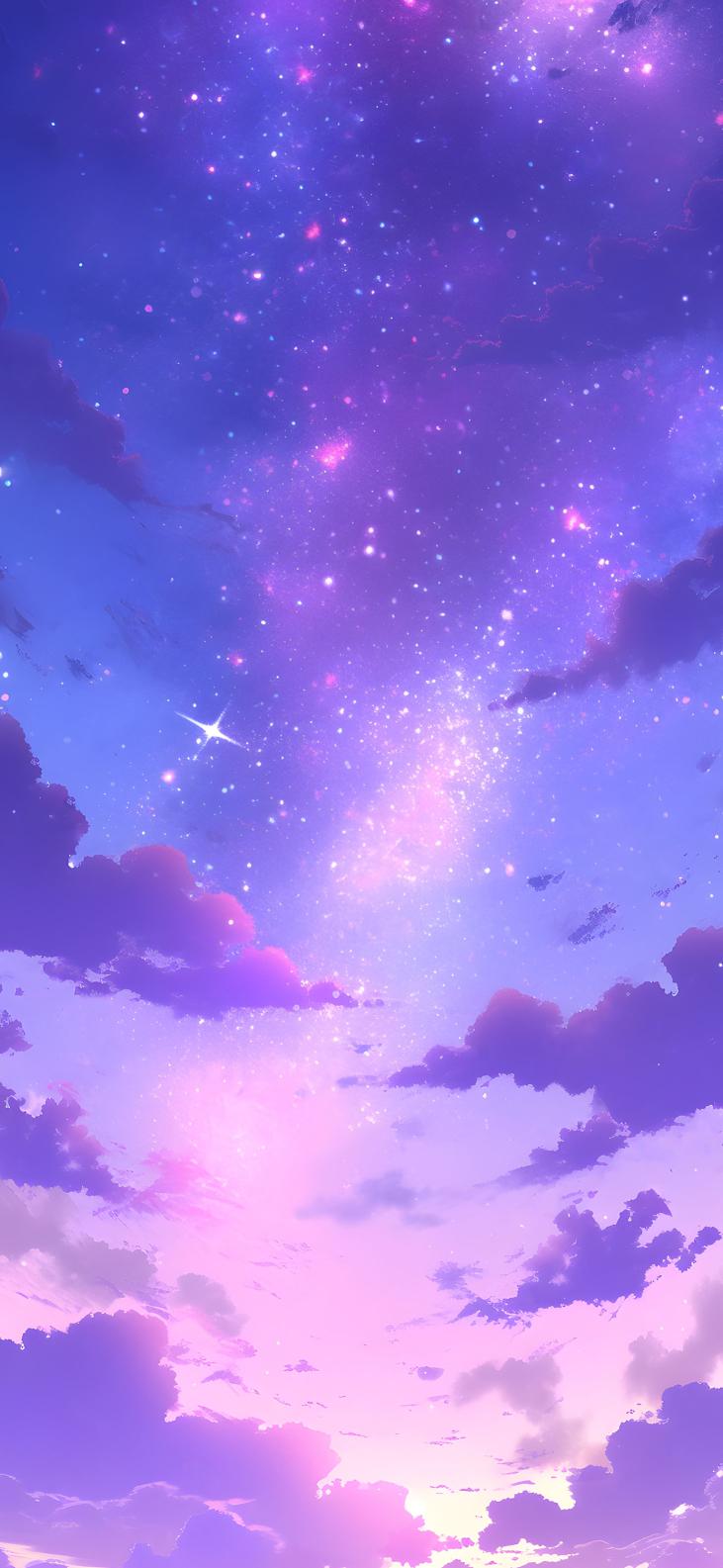 Download Purple Pink Starry Sky Space